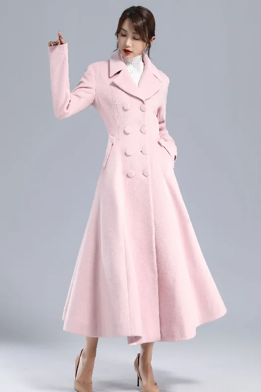 Winter Double Breasted Wool Coat in Pink 3240 Stylish Bomber Jacket