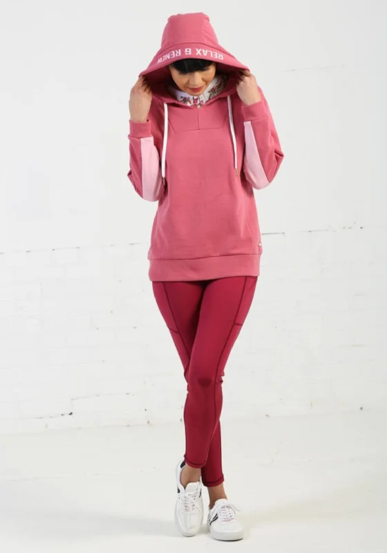 Rant & Rave Margot Hoodie, Rose Pink Hoodie with Distressed Vintage Worn