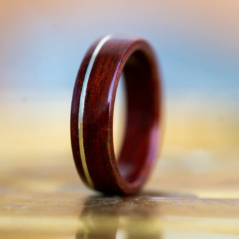 Don't Miss These Dazzling Jewelry Discounts (In-Stock) Bloodwood Ring with Offset Sterling Silver - Size 11.25 | 7mm Wide