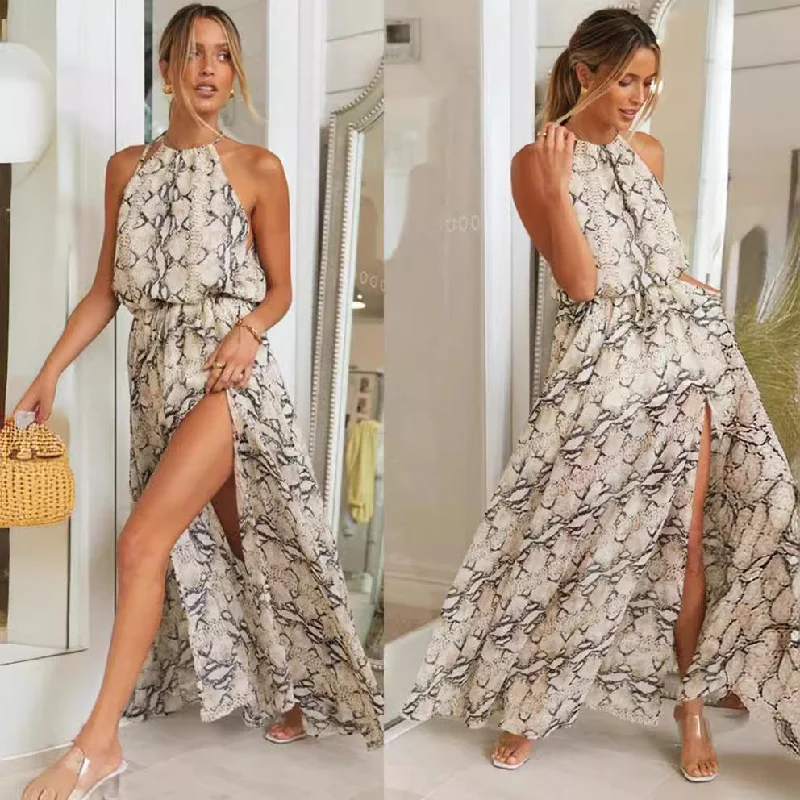 Summer Boho Split Front Long Dresses Tunics Party sparkling
