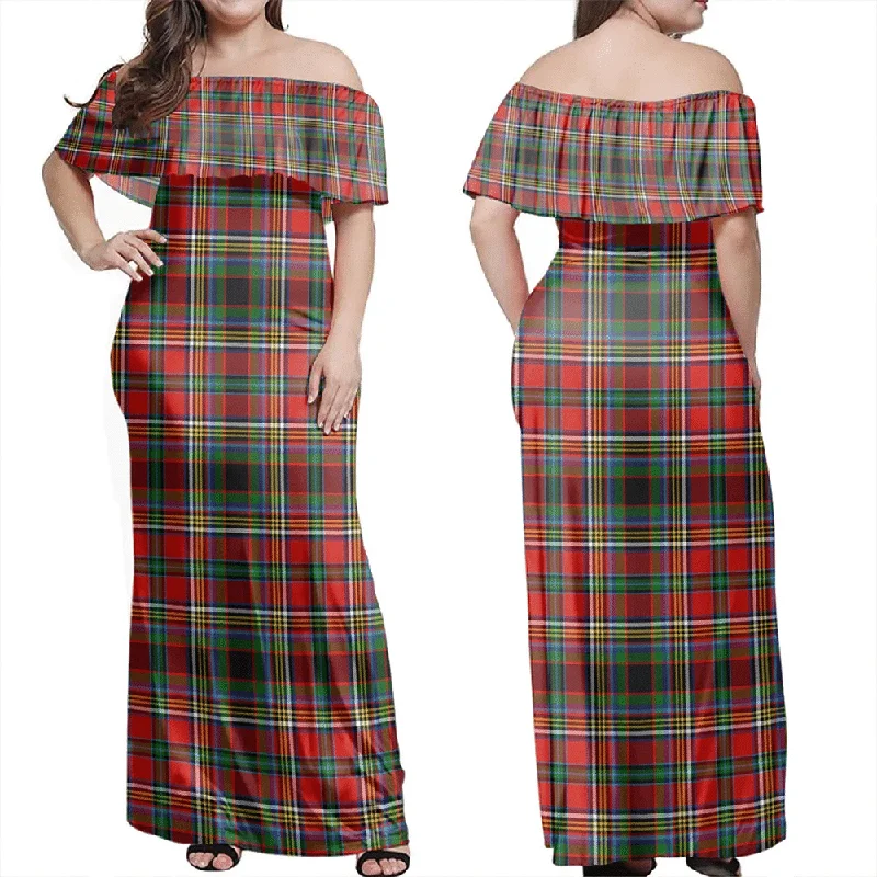 Anderson Of Arbrake Tartan Off Shoulder Long Dress Tunics Gym athletic