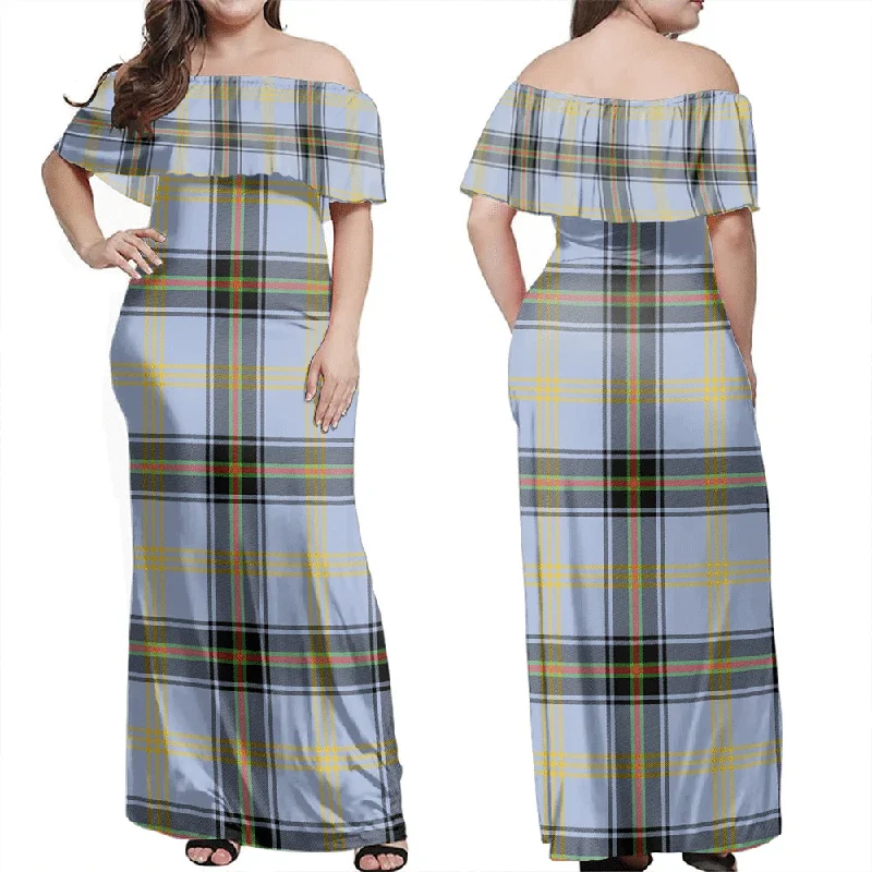 Bell Of The Borders Tartan Off Shoulder Long Dress Tunics Top rated