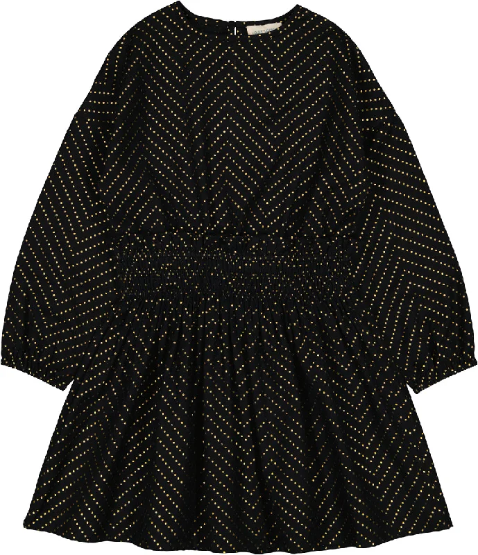 Black with Gold Dots Melisse Long Dress Tunics Trousers formal
