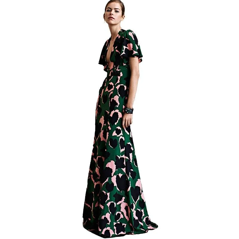 Camouflage Spring Summe  Elegant Boho Beach Print Maxi Long Dress Bodycon Club Sequined