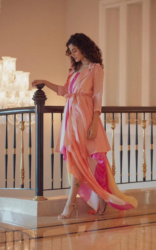 Handbrush painted Long Dress Tunics Trendy modern