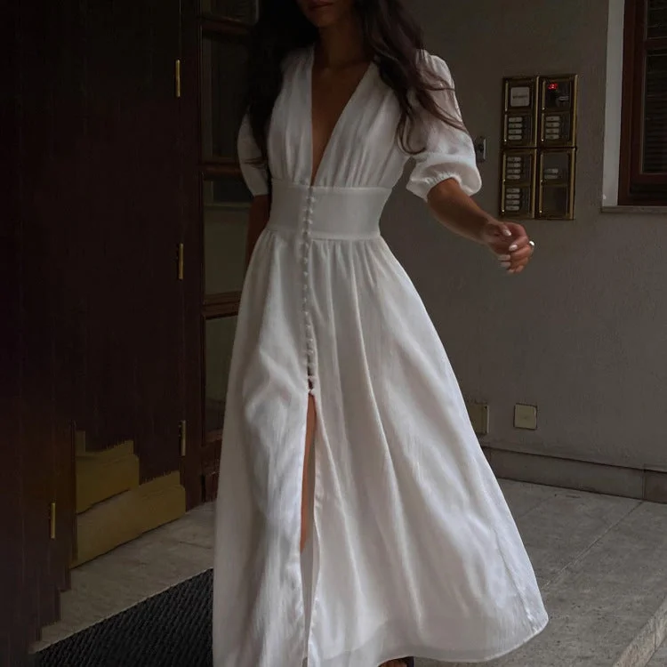 Casual Dress Design Sense Puff Sleeve Dress